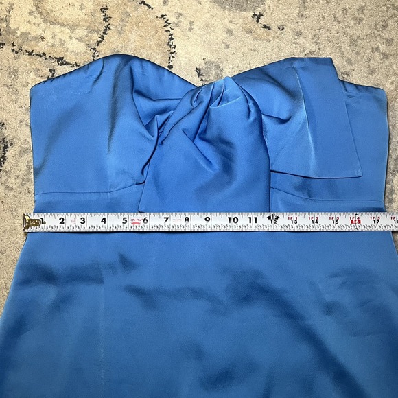 Lilly Pulitzer Size 12 Carlynn Strapless Satin Bow Dress Blue Formal Bridesmaid - Picture 6 of 10